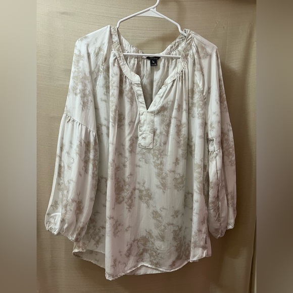 Eddie Bauer 100% Lyocell Boho Peasant Blouse – Soft Neutral Tie Dye, Women’s XL - Picture 1 of 8